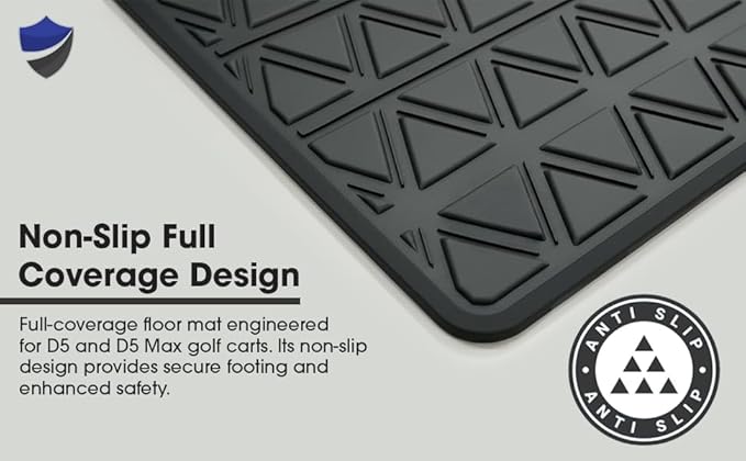 Club Clean Evolution Golf Cart Floor Mat, Fits D5 and D5 Max Models,Full Coverage 8 mm Heavy-Duty Compound Liner,Waterproof Non-Slip Floor Protector,Premium Custom Fit Design (D5 1st, 2nd, & 3rd Row)