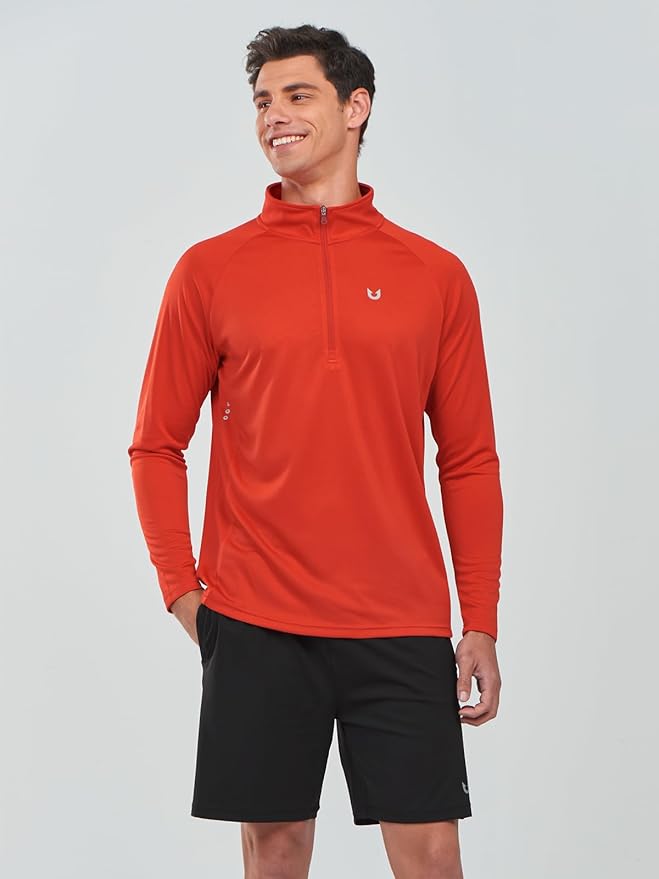NORTHYARD Quarter Zip Pullover Men Running Shirt Long Sleeve Moisture Wicking Quick Dry Athletic Workout Shirts
