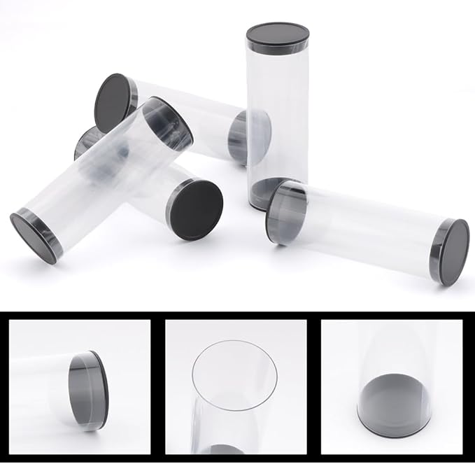 5 Pack Clear Tube Golf Ball Storage Case, Golf Barrel Clear Tubes, Portable with Caps Golf Ball Cases for Home Store Display Use, Thickened Material, 1.8 Inch