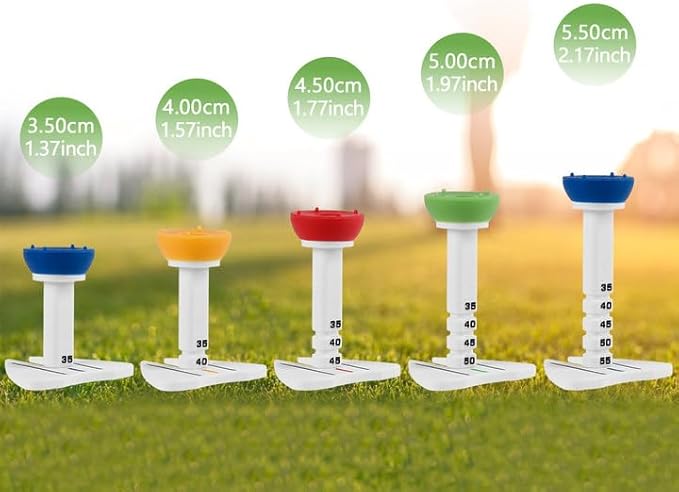12PC Golf Tees with Adjustable Height Markers, Multi - Color Golf Accessories for Accuracy & Precision Improvement