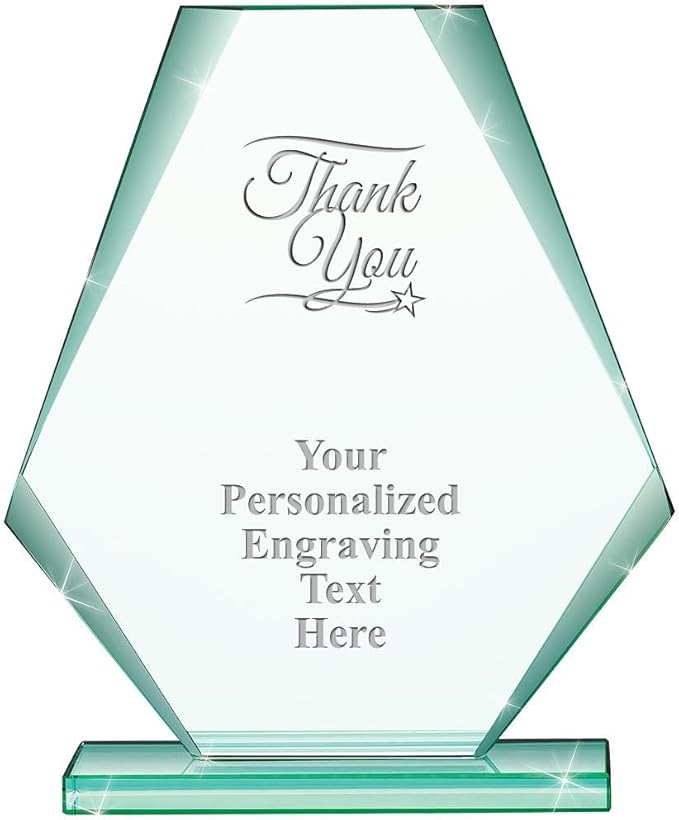 6" Jade Pyramid Crystal Award with Custom Engraving - Personalized Corporate Trophy Awards
