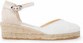 Girona Authentic Spanish Espadrille Wedge Sandals for Women - Sustainable, Eco Friendly, Vegan Shoes. Classic Style, Organic Cotton Canvas Upper, Comfy Insole, Jute Midsole, Rubber Sole. Made in Spain