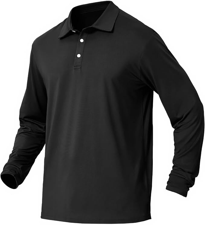 NAVISKIN Men's Polo Shirts Long Sleeve Golf Shirts with Collar UPF 50 SPF Shirt for Men Quick Dry Moisture Wicking