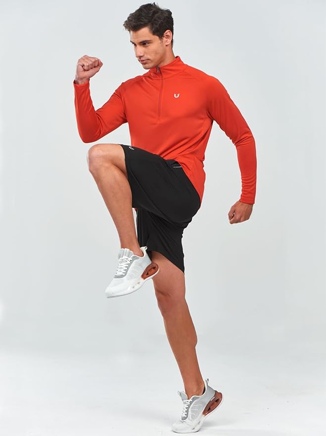 NORTHYARD Quarter Zip Pullover Men Running Shirt Long Sleeve Moisture Wicking Quick Dry Athletic Workout Shirts