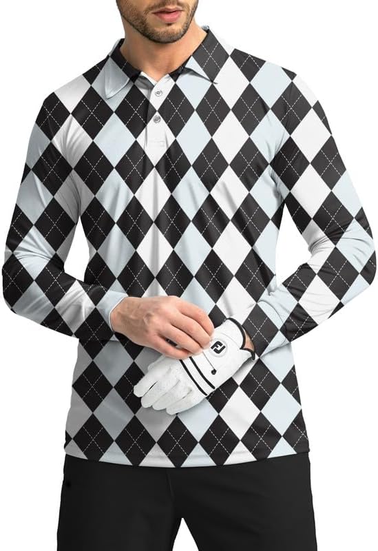 Men's Polo Shirt Long Sleeve Golf Shirts Lightweight UPF 50+ Sun Protection Cool Shirts for Men Work Fishing Outdoor
