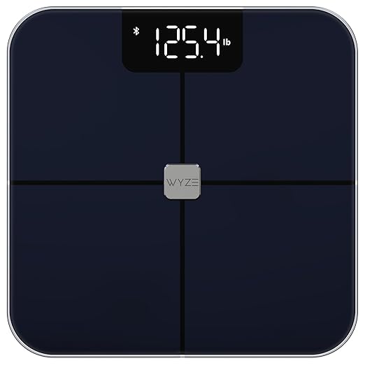Wyze Scale for Body Weight, Digital Bathroom Smart Scale for Body Fat, BMI, and Heart Rate, 12 Body Composition Analyzer with App, Bluetooth, 400 lb - Black