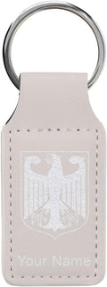 LaserGram Rectangle Keychain, Coat of Arms Germany, Personalized Engraving Included (White with Silver)