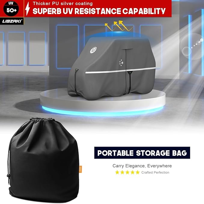 Waterproof Golf Cart Cover, Heavy Duty Marine Grade Fabric, Universal Fits for Most Brand 2/2+2/4+2 Passengers Yamaha, Honda, Club Car, EZGO Golf Cart