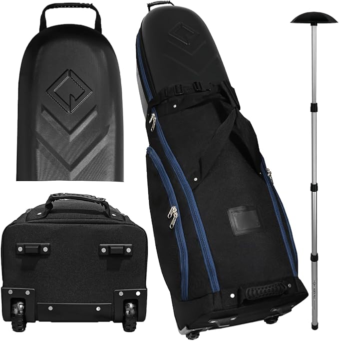 CaddyDaddy Enforcer Golf Travel Bag Crush Resistant Hard Top Protection, 1 Year Full Replacement Coverage, Durable Thick Nylon, Wheels & Lockable XL Zippers. Case for Transporting Clubs on Airlines