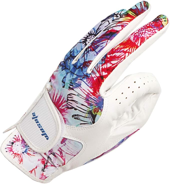wosofe Golf Glove Women Ladies Pair Cool Leather Both Hand Summer Floral Colorful Breathable Sport Gloves