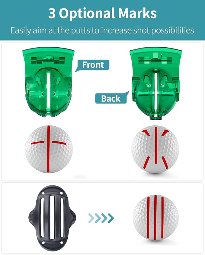 GreenHaven 2 PCS Golf Ball Liner Template Linear Alignment Kit for Putt Ball Marking Tools