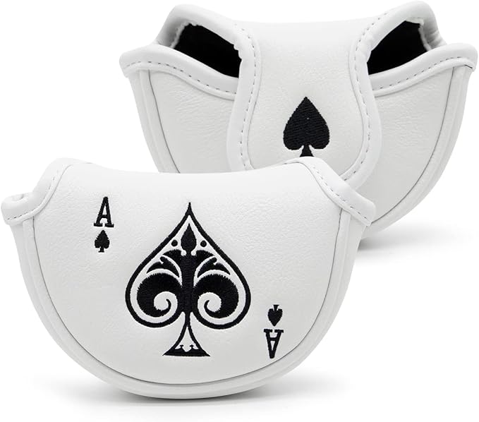 Golf Putter Cover Headcover Magnetic, Poker Ace Style Golf Club Head Cover, 4 Models Available Headcovers for Blade Half-Mallet Square Putters