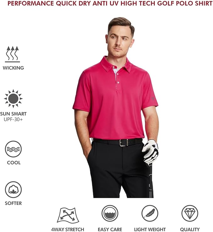 Mens Polo Shirts Short and Long Sleeve Casual Solid Stylish Dry Fit Performance Designed Collared Golf Polo Shirts for Men