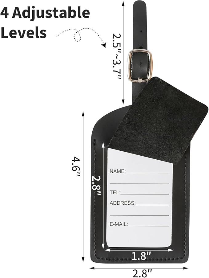 Ringsun Genuine Leather Luggage Tag for Suitcases ID Tags Bag Tags for Luggage (6 Pack)