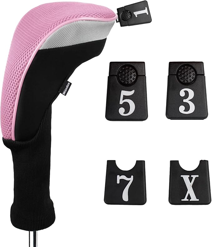 Andux 4pcs/Set Mesh Golf 460cc Driver Fairway Wood Club Head Covers Long Neck with No. Tags