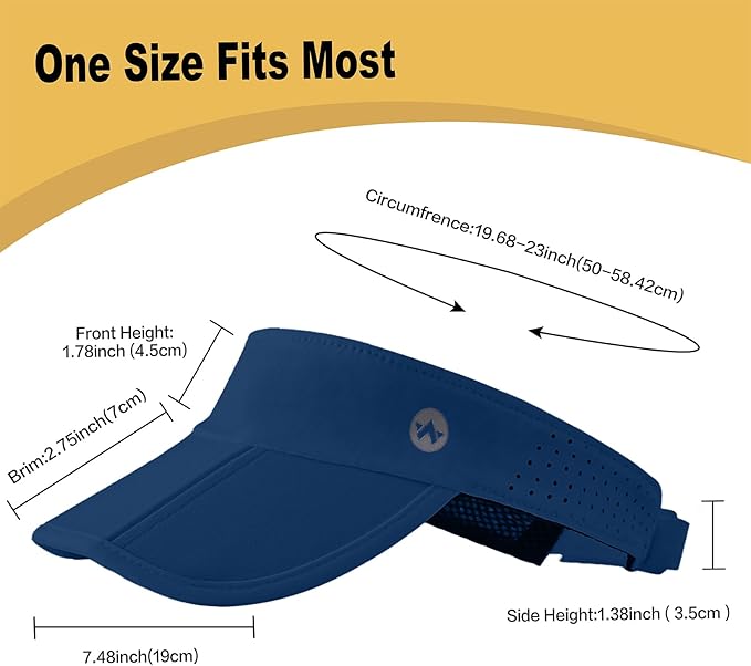 WANDER Sports Sun Visor Hats Adjustable Running Golf Tennis Mesh Folding Cap for Women Men