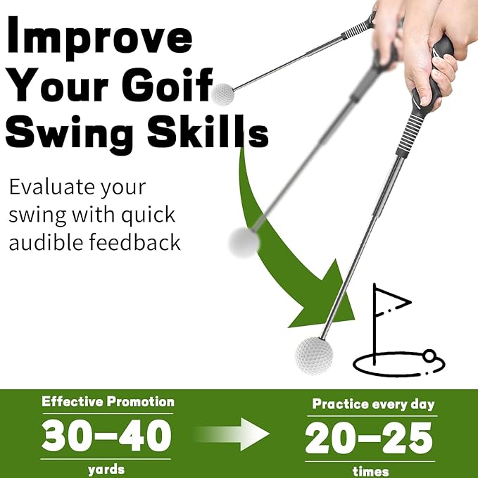 Retractable Golf Swing Training Aid, Golf Grip Trainer for Warm-up, Right-Handed Golf Club for Indoor & Outdoor Practice, Ideal for Beginners Improving Strength