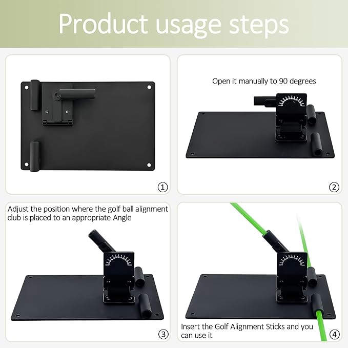 Golf Alignment Sticks and Angle Holder Set Plate Thickened metal adopts damping design Angle adjusted freely Teaching Equipment for Aiming Putting Swing Posture Correction Golf Swing Training