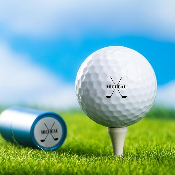 Personalized Golf Ball Stamp Custom Name Logo Monogram Self-Inking Stamper Reusable Waterproof Quick-Dry Golf Ball Marking Gifts for Golfers Dad Husband Boyfriend, 20 Designs Options