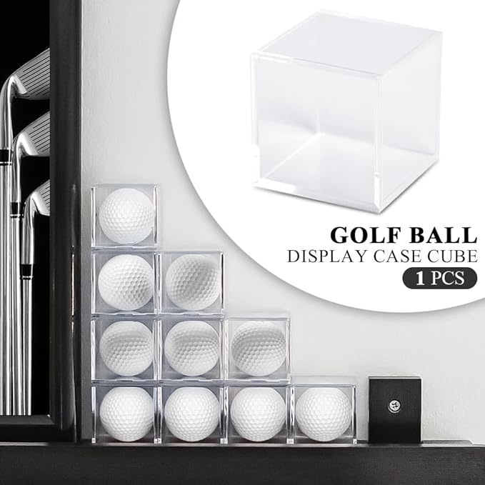 GRAND ORANGE Golf Ball Display Clear Case Cube Square Stackable Holder Plastic