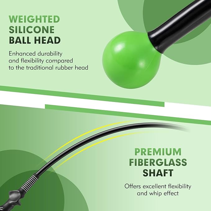 GYMAX Golf Swing Trainer, Warm-Up Stick with Grip Trainer for Rhythm, Balance, Tempo & Strength, Right Handed Swing Speed Training Aid, Weighted Golf Club for Indoor Practice