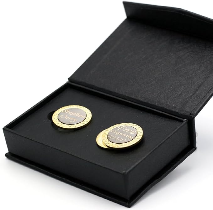 Free Engraving - 2 Sets of Golf Ball Markers with Hat Clip, Premium Golf Gifts for Men by Womens