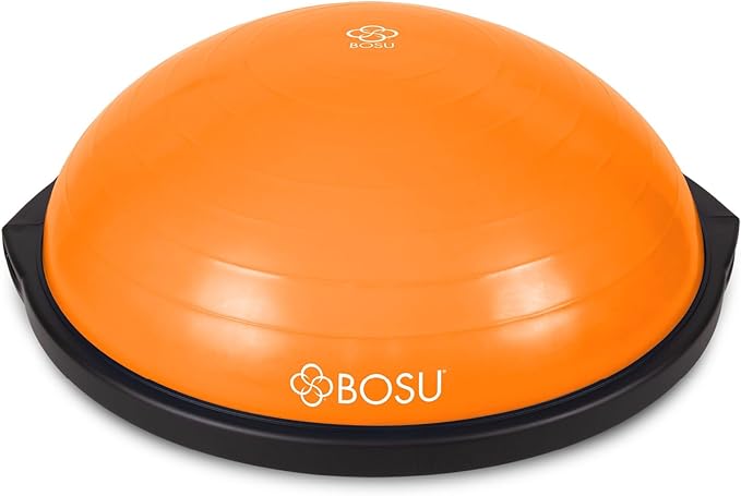 Bosu Balance Ball Exercise Trainer, Home Gym Equipment w/ Guided Workouts & Pump, 26", Blue - Inflatable Fitness Platform for Strength Training, Standing, Balancing, and Core Workout