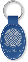 LaserGram Oval Keychain, Golf Ball, Personalized Engraving Included (Dark Blue)