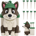 Dog Caddy Golf Tee Holder Bag Accessories, Including 8 Golf Ball Tees Creative Cute Puppy Holder Set for Women Men Golfers Attaching to Backpack Shoulder Bag Belt
