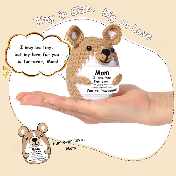 AICase Funny Dog Gifts for Mom from Daughter Son, Mothers Day Birthday I Love You Handmade Crochet Christmas Cute Small Things Stuff Presents for Women Corgi Lovers Easter Mama Mother in Law