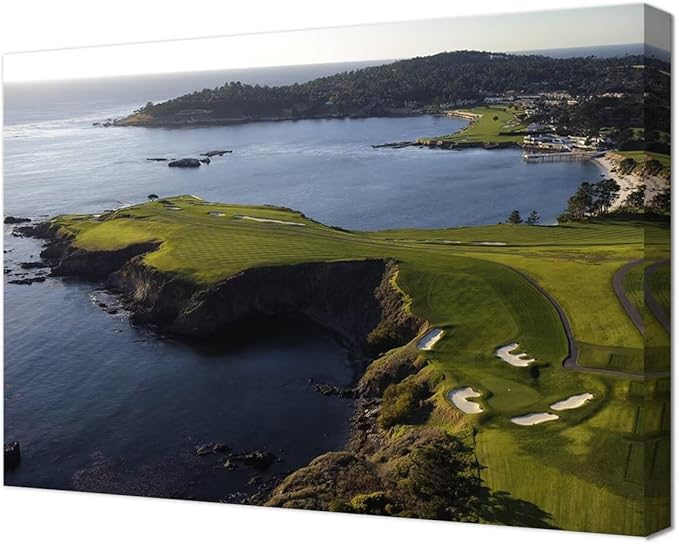 Pebble Beach Golf Course Wall Art Pictures - Pebble Beach Wall Art for Living Room Bedroom Bathroom Home Decorations Framed Artwork Canvas Prints Ready to Hang(18''H x 24''W)