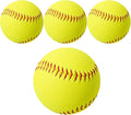 Sports Practice Softballs 4 Pack 12-Inch Yellow Softballs Unmarked Autograph Softball Official Size and Weight Softbal for Games, Practice, Training, Hitting, Pitching, Fielding