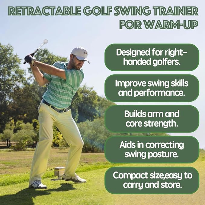 Retractable Golf Swing Trainer Right-Handed Click Stick Golf Grip Portable Grip Trainer with Click Feedback for Right Trainer Ideal for Beginners, Indoor & Outdoor Practice
