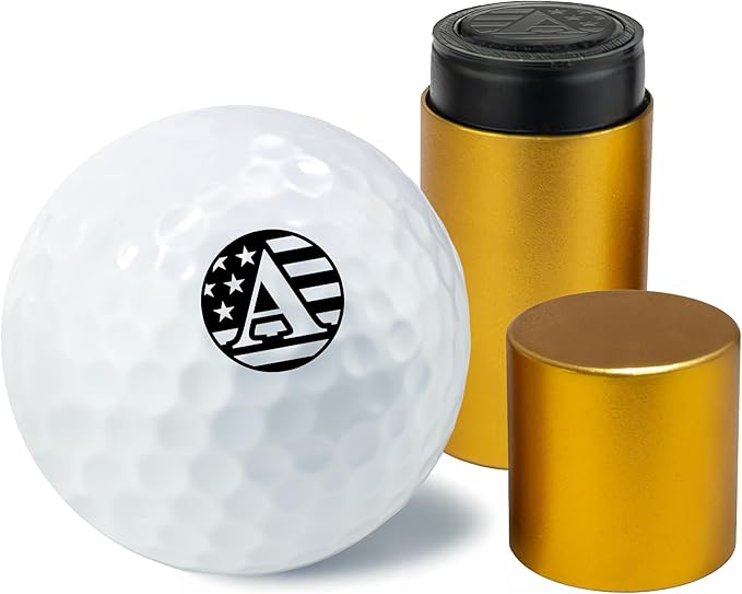 Personalized Golf Ball Marker Stamp with TiteSeal™ Technology - Many Designs to Choose - Gold Case