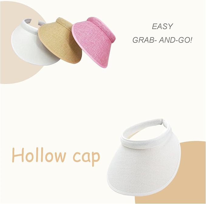 Cloth Covered Slip-On Visor for Women, Adjustable Cap Sports Sun Visors for Men