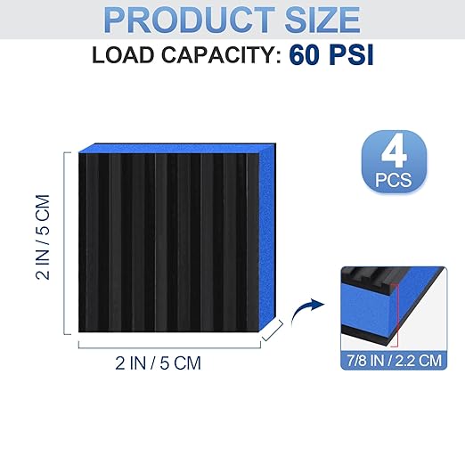ToLanbbt 4 Pack Anti Vibration Pads for Washing Machine 2"x2", 7/8"T EVA Mechanical Damping Vibrating Sound Isolation Pad Rubber Isolator Mat for Compressor, Air Conditioner, Washer, Dryer, Treadmill