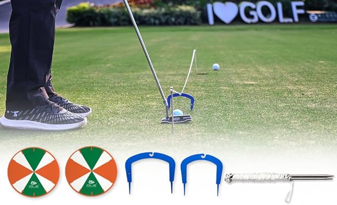 Golf Training Aids OLE ANDIGO 2 PCS Golf Target Holes, 2 PCS Golf Putting Gates and 1 PCS Golf Putting String Line,Golf Putting Alignment Tool,Effective Putt Training and Putting Drills