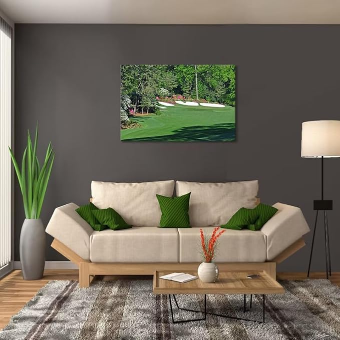 Augusta Golf Course Wall Art for Living Room Bedroom Bathroom Home Decorations Golf Art Golf Course Poster Picture Framed Artwork Canvas Prints Framed Ready to Hang(12''H x 16''W)