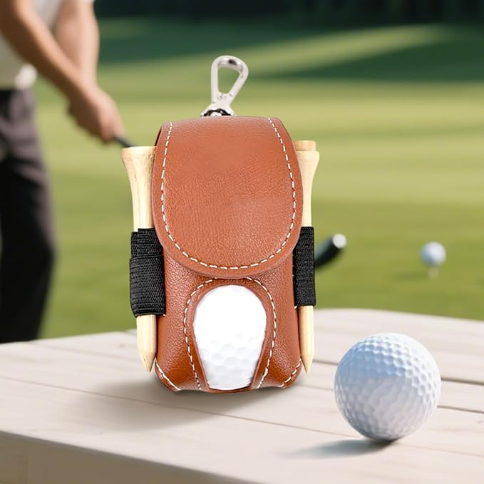 Drawelry Personalized Golf Balls Bag, Mini Golf Ball Pouch Storage Bag Portable Leather Golf Tee Holder Fathers Day Birthday Gift for Golfers Men Women