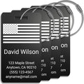 Personalized Luggage Tags for Suitcases 4 Pack – Custom Metal Name Tag for Travel, Golf Bag, and Baggage – Durable Aluminum Luggage Name Tags (Adventure Collection, Black)