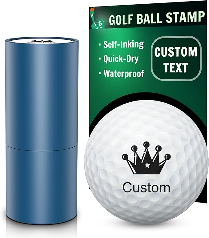 Personalized Golf Ball Stamp, Self-Inking Quick-Dry Waterproof Ink, Custom Name Initials Monogram Logo, Metal Gift Case with Refill, for Golfers Dad Husband