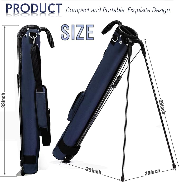 Lightweight Golf Stand Bag, Portable Golf Carry Bag with Stand, 2-Way Divider Practice Bag with Padded Strap, Compact Pencil Golf Bag for Driving Range, Par 3 & Short Rounds