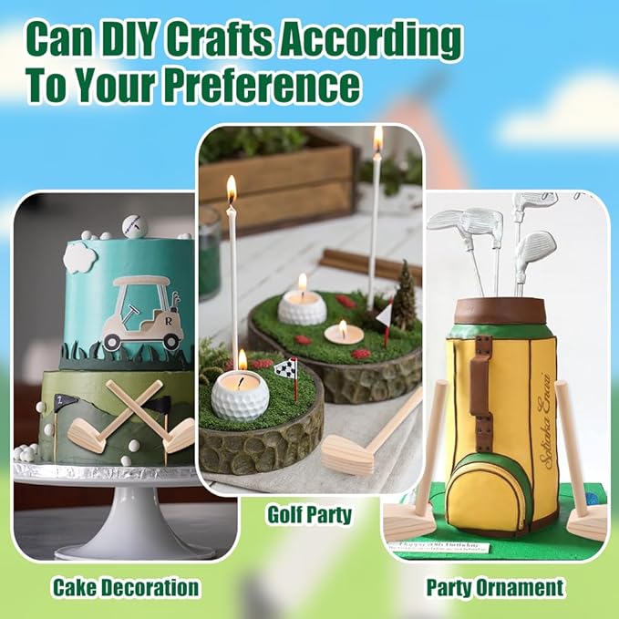3 Pcs Mini Golf Club for Decorations, 8 Inch Unfinished Wooden Golf Putter for DIY Craft Projects, Party Favors