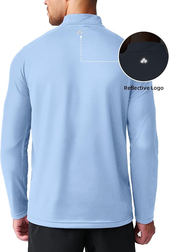 Zengjo Mens Quarter Zip Athletic Pullover Mid-Weight 1/4-Zip Running Workout Shirt Moisture Wicking