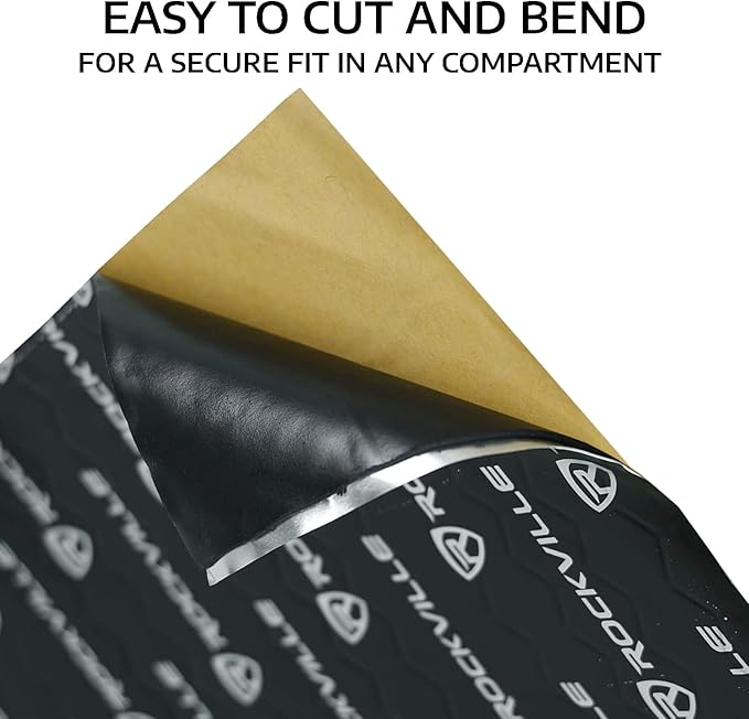 Rockville ROCKMAT 37-15 Sound Deadening Mat, 60 mil Butyl Aluminum Foil Sheets, 37.5 Sq Ft Coverage, Peel and Stick Automotive Soundproofing and Vibration Damping for Doors Floors Trunk