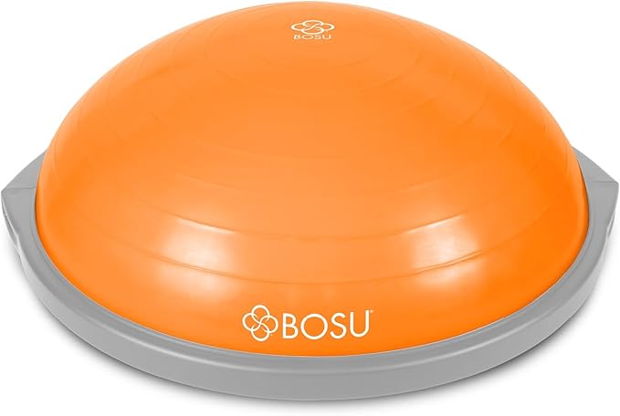 Bosu Balance Ball Exercise Trainer, Home Gym Equipment w/ Guided Workouts & Pump, 26", Blue - Inflatable Fitness Platform for Strength Training, Standing, Balancing, and Core Workout