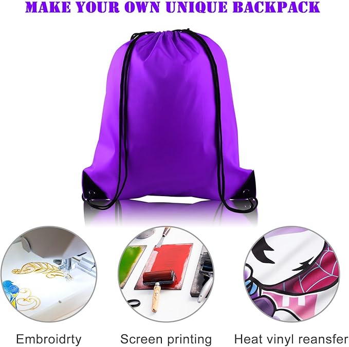 KUUQA 50Pcs Purple Drawstring Backpack Bulk String Bags for Storage, Sport, Gym, and Traveling