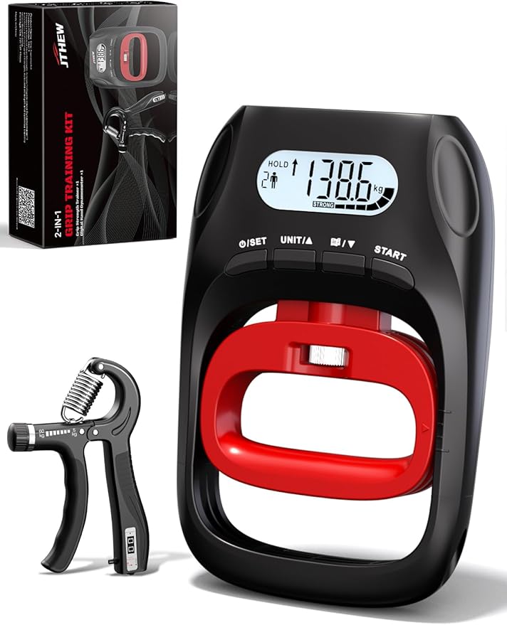 Grip Strength Tester Trainer - Electronic Hand Dynamometer of 400lbs/180kg & Grip strengthener with Adjustable Resistance for Sports