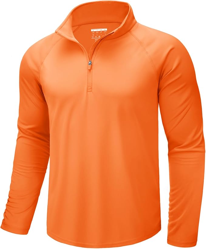 CRYSULLY Men's Long Sleeve 1/4 Zip Shirts Sun Protection Pullover UPF 50+ Rash Guard Running Lightweight T Shirt