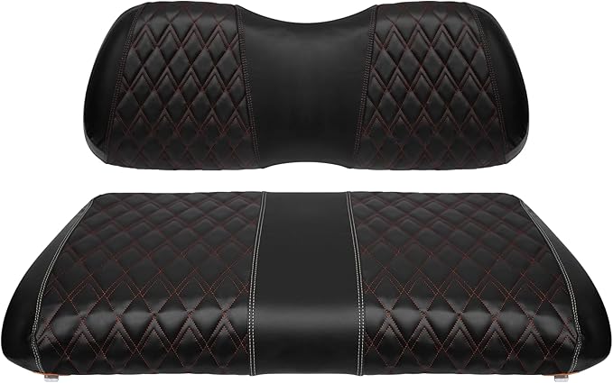 Golf Cart Vinyl Replacement Seat Covers fits Club Car Precedent 2004+, Diamond Front Seat Cover Black Stitching Durable Breathable & Easy to Clean